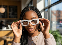 Exaggerated Classic Vintage RETRO Cat Eye Style READING GLASSES READERS Off White Frame - Lens Strength +3.50