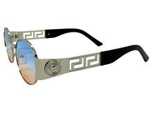 Classic Vintage Retro Luxury Hip Hop Rapper Style SUNGLASSES Oval Silver Frame - Blue Lens 27736