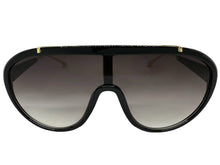 Classic Vintage Retro Style SUNGLASSES Black & Gold Frame - Gray Gradient Lens 3093