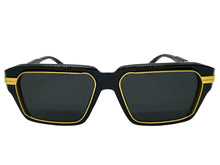 Classic Vintage Retro Luxury Hip Hop Rapper Style SUNGLASSES Square Black & Gold Frame - Dark Lens 81063