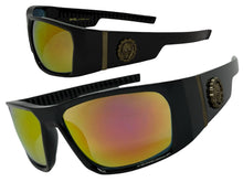 Classic Hardcore Gangster Biker Style Choppers SUNGLASSES Thick Black Frame - Gold Lens 6786