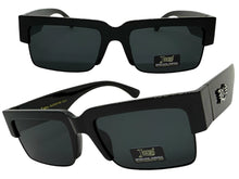 Classic Hardcore Biker Gangster Style LOCS SUNGLASSES Square Black Frame - Dark Lens 91194