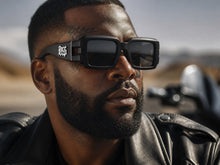 Classic Hardcore Biker Gangster Style LOCS SUNGLASSES Large Thick Matte Black Frame - Dark Lens 91336