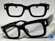 Classic Vintage Retro Style EYEGLASSES Blue Light Black Clear Lens - Thick Square Black Frame 80844