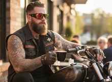Classic Hardcore Gangster Biker Style Choppers SUNGLASSES Thick Black Frame - Gold Lens 6786