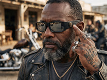 Classic Hardcore Gangster Biker Style Choppers SUNGLASSES Thick Black Frame - Silver Lens 6785