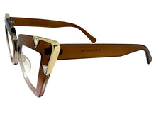 Oversized Vintage Retro Cat Eye Style Clear Lens EYEGLASSES Large Brown Optical Frame 13188