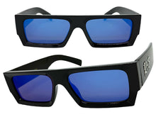 Classic Hardcore Biker Gangster Style LOCS SUNGLASSES X-Large Thick Black Frame - Blue Lens 91321