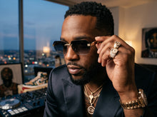 Classy Elegant Luxury Hip Hop Rapper Style SUNGLASSES Gold & Faux Wooden Frame - Gradient Lens 27804