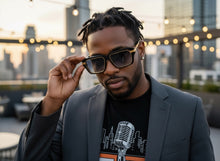Classic Vintage Retro Luxury Hip Hop Rapper Style SUNGLASSES Square Black & Gold Frame - Blue Lens 81063