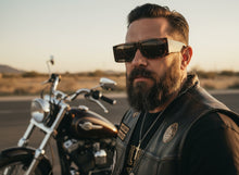 Classic Hardcore Biker Gangster Style SUNGLASSES Thick Rectangular Tortoise Frame - Dark Lens 81019