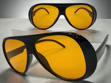Exaggerated Classic Vintage Retro Style SUNGLASSES Black Frame - Orange Lens 2465
