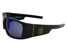 Classic Hardcore Gangster Biker Style Choppers SUNGLASSES Thick Black Frame - Blue Lens 6786