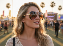 Classy Elegant Vintage Retro Aviator Style SUNGLASSES Large Pink & Gold Frame 2888