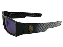 Classic Hardcore Gangster Biker Style Choppers SUNGLASSES Thick Black Frame - Blue Lens 6785