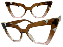 Oversized Vintage Retro Cat Eye Style Clear Lens EYEGLASSES Large Brown Optical Frame 13188