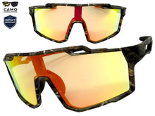 Military Tactical Hunting Fishing Wrap Around Safety SUNGLASSES Camouflage Frame - Gold Lens CAMO3