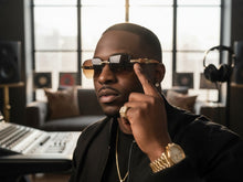 Classy Elegant Luxury Hip Hop Rapper Style SUNGLASSES Gold & Faux Wooden Frame - Honey Lens 27804