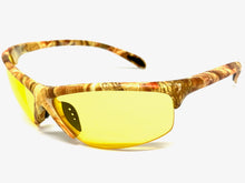 Classic Sporty Wrap Around HD Yellow Lens SUNGLASSES Light Tone Camouflage Frame 2250