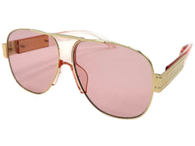 Classic Hardcore Biker Gangster Hip Hop Rapper Style SUNGLASSES Gold & Pink Frame - Pink Lens 4000