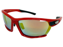 Classic Sporty Wrap Around Style SUNGLASSES Large Red Frame - Gold Lens 2745