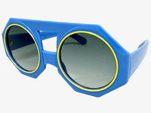 Oversized Exaggerated Vintage Retro Style SUNGLASSES Large Geometric Blue Frame 1335