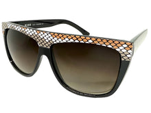 Oversized Classic Vintage Retro Style SUNGLASSES Large Black Snakeskin Frame 1201