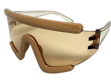 Oversized Exaggerated Modern Rerto Shield Style SUNGLASSES Large Tan Frame 63290