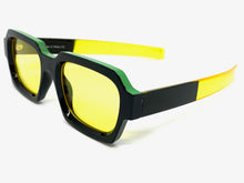 Classic Vintage Retro Style SUNGLASSES Square Black Frame - Yellow Lens 1219