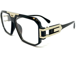 Classic Vintage Retro Hip Hop Rapper Style Clear Lens EYEGLASSES Black & Silver Frame 5408 (Copy)