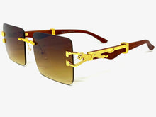 Classy Elegant Sophisticated Luxury Hip Hop Style SUNGLASSES Gold & Wooden Frame E0962