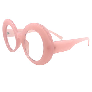 Oversized Exaggerated Retro Style Clear Lens EYEGLASSES Large Round Pink Optical Frame - RX Capable 81159