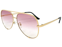 Classic Vintage Retro Aviator Style SUNGLASSES Gold Frame Pink & Clear Lens P0218