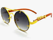 Classy Elegant Luxury Vintage Retro Style SUNGLASSES Round Gold Frame 27721