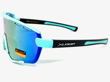 Oversized Retro Sporty Wrap Around Style SUNGLASSES Large Aqua & White Frame 3694