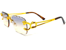 Classy Elegant Luxury Modern Designer Style SUNGLASSES Gold Rimless Frame 5294