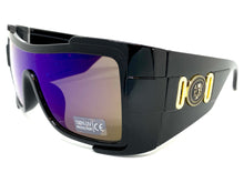 Oversized Modern Retro Wrap Shield Style SUNGLASSES Huge Super Thick Black Frame 1044