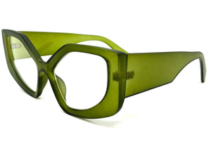 Oversized Vintage Retro Style Clear Lens EYEGLASSES Large Thick Matte Green Frame 5623