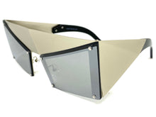 Modern Retro Futuristic Party Raver Style SUNGLASSES Unusual Silver Frame 5275