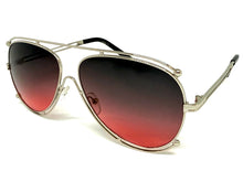 Classic Vintage Retro Aviator Style SUNGLASSES Silver Metal Frame - Gray & Rose Lens A193