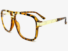 Classic Vintage Retro Hip Hop Rapper Style Clear Lens EYEGLASSES Tortosie & Gold Frame 8529