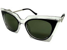 Classic Vintage Retro Cat Eye Style SUNGLASSES Funky Clear & Black Frame 1720