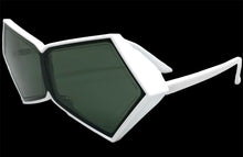 Exaggerated Modern Retro Futuristic Style SUNGLASSES Funky White Frame 2175