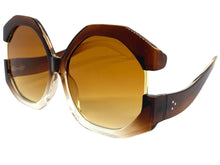 Oversized Vintage Retro Style SUNGLASSES X-Large Huge Brown Frame 80848