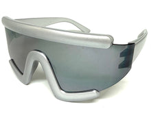 Oversized Exaggerated Modern Rerto Shield Style SUNGLASSES Large Silver Frame 63290