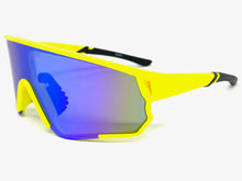 Oversized Retro Sporty Wrap Around Style SUNGLASSES Large Neon Yellow Frame 9046