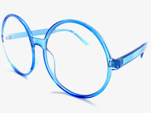Oversized Vintage Retro Style Clear Lens EYEGLASSES X-Large Round Blue Frame 1734