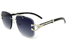 Classic Elegant Luxury Retro Hip Hop Style SUNGLASSES Silver & Wood Frame 7357