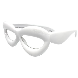 Oversized Exaggerated Retro Clear Lens EYEGLASSES Large White Optical Frame - RX Capable 80555