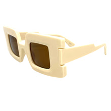 Oversized Exaggerated Retro Style SUNGLASSES Large Square Cream Frame 80519